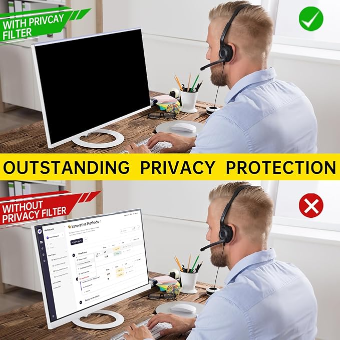 21.5 Inch Computer Privacy Screen for 16:9 Widescreen Monitor, Anti-Blue Light Monitor Privacy Screen Filter, Anti-UV Computer Shield