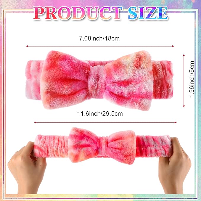 50 Pcs Pink Spa Headband Bulk Spa Sleepover Party Supplies for Washing Face with Removable Bow Makeup Elastic Bowknot Headband for Women Gifts Skincare Microfiber Hairband (Stylish Style)