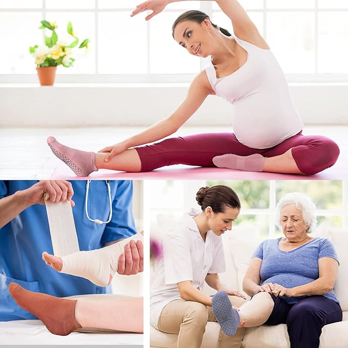 unenow Unisex Non Slip Grip Socks with Cushion for Yoga Pilates Barre Home & Hospital