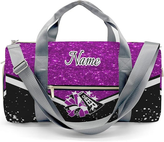 Cheer Cheerleader Personalized Duffel Bag Customized Yoga Sport Bags with Name Travel Duffel Bag Shoulder Bag Dark Purple Weekender Bags with Shoe Compartments