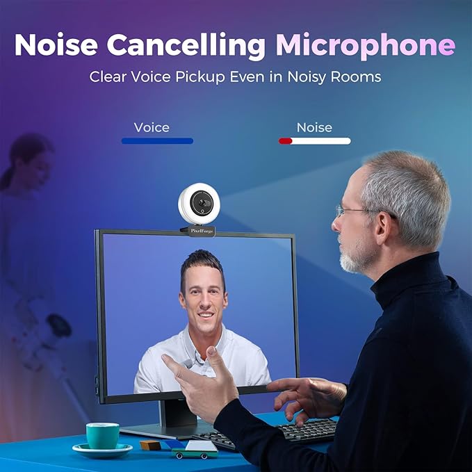 4K Webcam for PC with Microphone & Light & Privacy Cover, Web Camera for Desktop Computer/Laptop/Monitor/Mac, 4K UHD Sony Sensor, PDAF Auto Focus, Dual AI Noise-Cancelling Mics, USB Streaming Camera