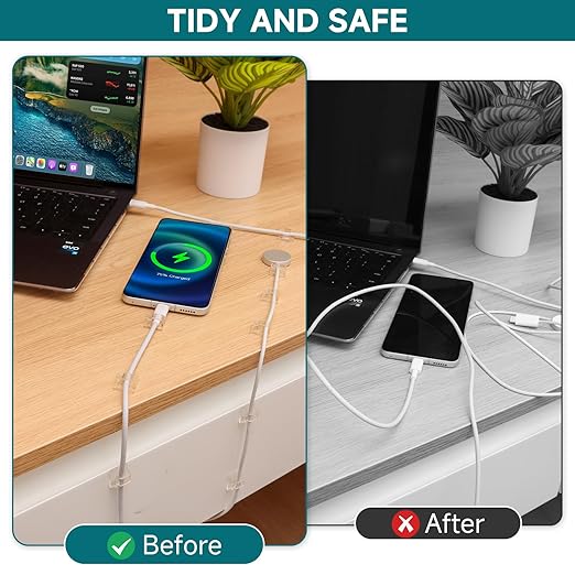 63pcs Clear Cable Management,Adhesive Cable Clips,Cord Organizer Inner Diameter 032" X0.2",Cord Clips for Wires on Wall,Under Desk,Nightstand,PC,TV,Outdoor Christmas Lights Strip