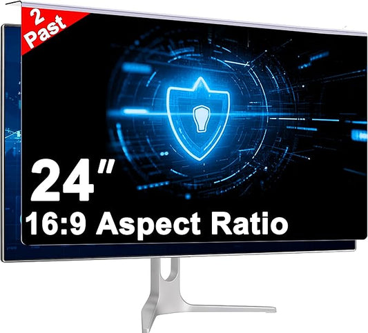 [2 Pack] 24 Inch Computer Privacy Screen Filter for 16:9 16:10 Monitor, Anti-Blue Light, Anti-UV,Blue Light Blocking Removable Privacy Protector Shield Fits 23.6", 23.8", 24" Monitors