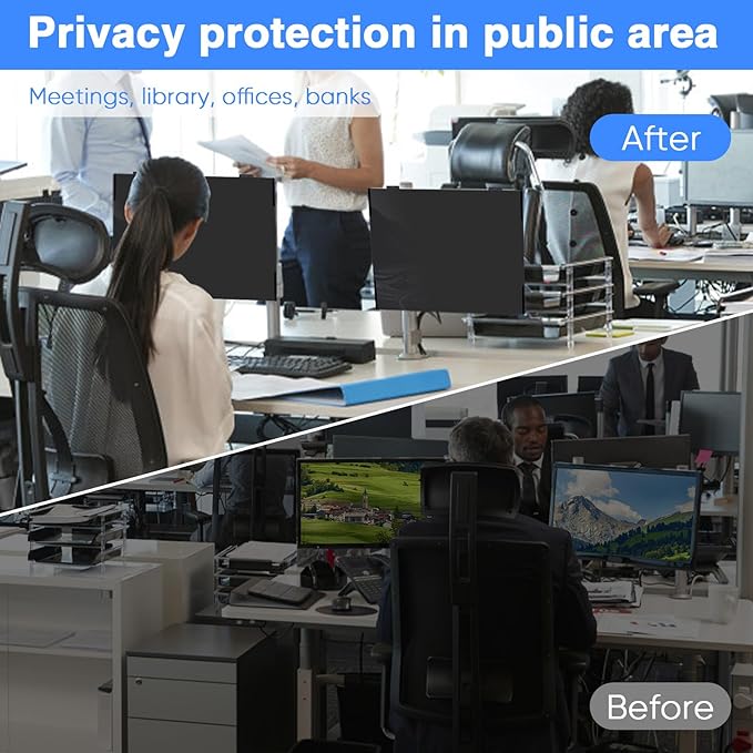 Computer Privacy Screen 23.6 Inch Magnetic, Removable Hanging Privacy Shield for frameless Monitor 16:9 Widescreen, Anti Blue Light, Anti-Glare Protector