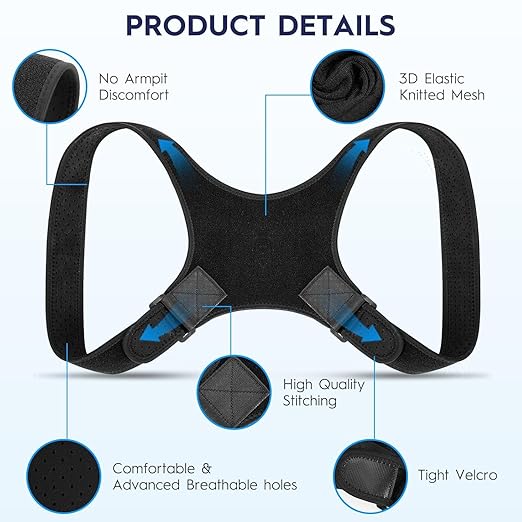 Back Brace Posture Corrector for Men Women - Bionic System Newly Adjustable Upper Back Support Shoulder Posture Brace, Back Straightener Neck Pain Relief 004-P