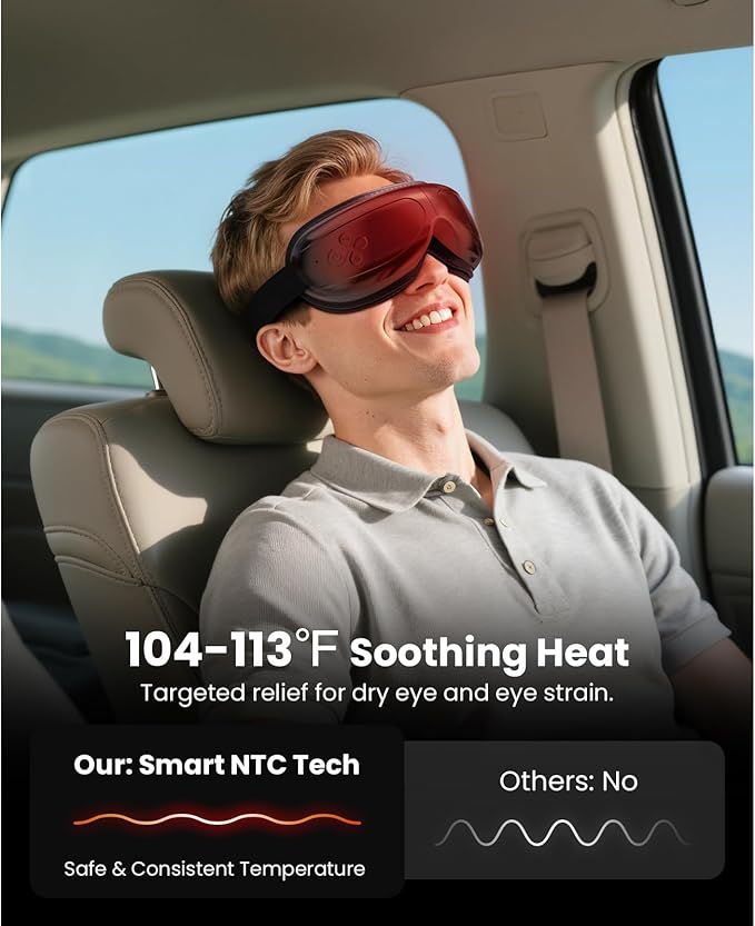 BOB AND BRAD Eye Massager, EyeOasis 2 Temple Massager with Heat, Smart Eye Mask Massage for Migraine with BT Music, Reduce Dry Eyes Improve Sleep, Birthday Gifts for Women Men Dad