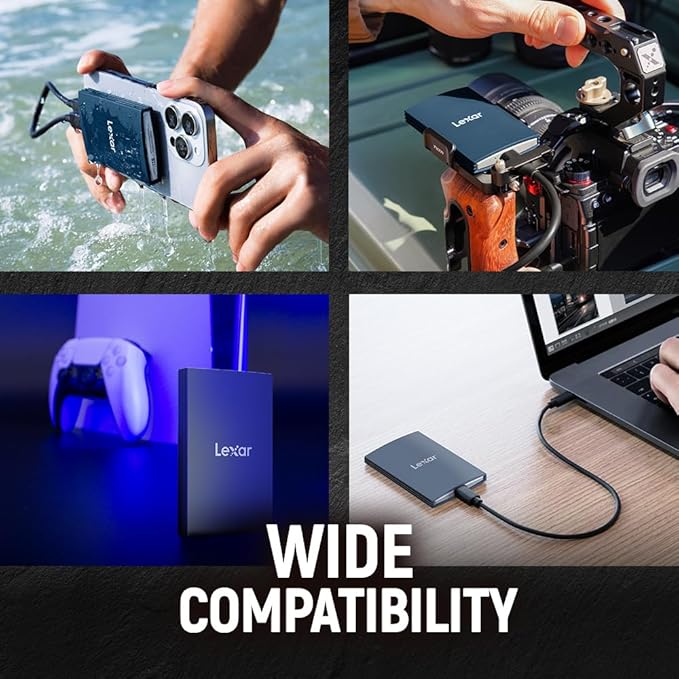 Lexar 4TB Armor 700 Portable SSD, Up to 2000MB/s, USB 3.2 Gen 2x2, Rugged, IP66 Water & Dust Resistance, Compatible w/iPhone 15/16, Cameras, Gaming, External SSD, Dark Blue (LAR700X004T-RNLNU)