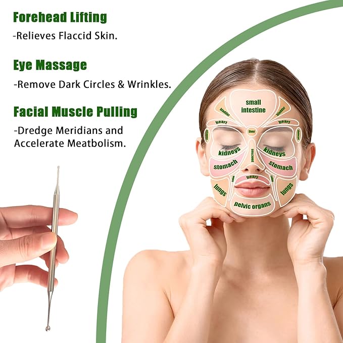 Acupuncture Pen, Dual Head Ear Body Point Probe Tip Acupressure Stainless Steel Facial Reflexology Massage Tool Ear and Body Point Probe Pen