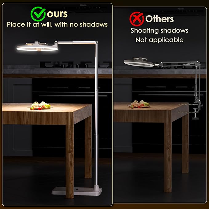 10" Ring Light with Stand, Overhead Phone Mount Holder with Adjustable Color Temperature (2800-6500K) – Phone Tripod with Light for Video Recording, Photography, Live Streaming, TikTok & YouTube