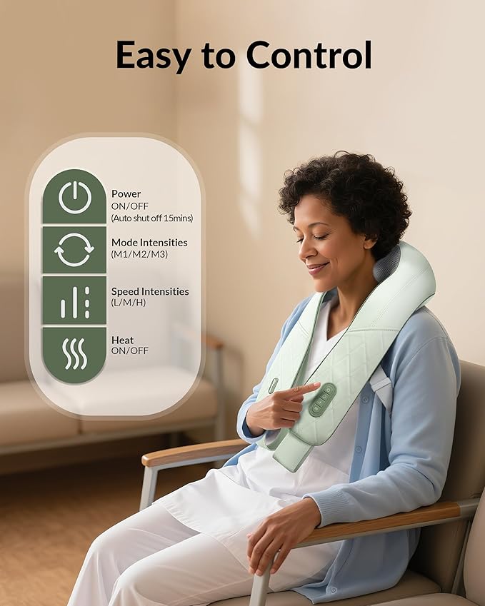 Cordless Neck Massager for Pain Relief Deep Tissue, Shiatsu Neck Back Massager Rechargeable Portable Kneading Shoulder Massage for Body Muscle Pain Relief, Gifts for Mom Dad Lovers