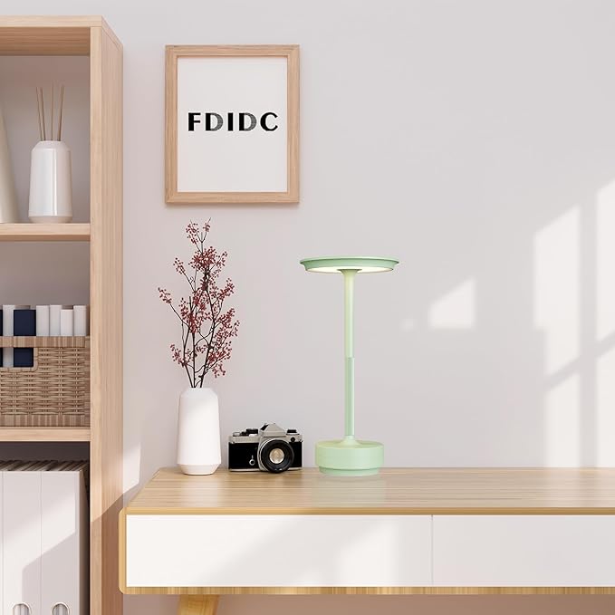 2 Pack Cordless Table Lamps, Portable Rechargeable LED Battery Powered Touch Metal Table Light, 3 Color Stepless Dimming Modern Table Lamp, for Bedroom/Home/Restaurant/Outdoor.(Green)