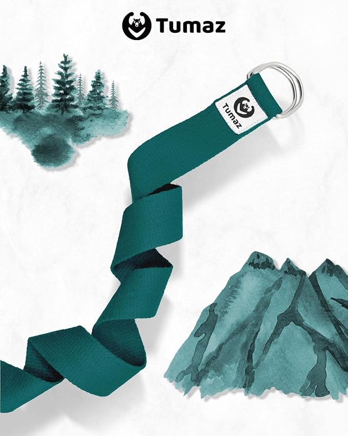 Tumaz Yoga Strap/Stretch Bands [15+ Colors, 6/8/10 Feet Options] with Extra Safe Adjustable D-Ring Buckle, Durable and Comfy Delicate Texture - Best for Daily Stretching, Physical Therapy, Fitness