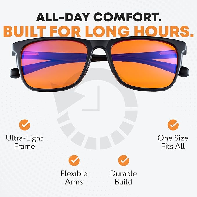 Prospek SOLARIS Blue Light Glasses, Orange/Amber Lenses Filter 99.9% Blue Light for Sleep, Computer & Gaming Eyewear