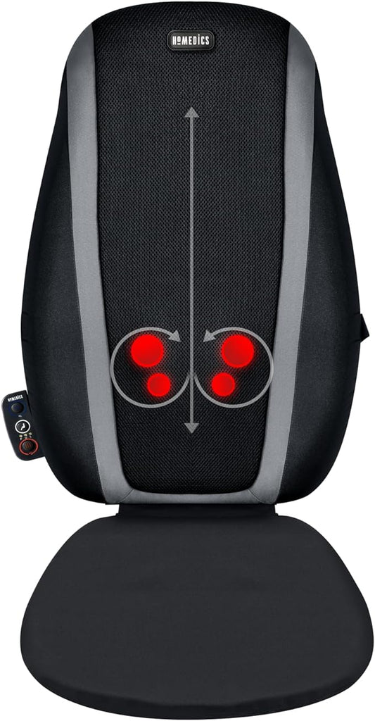 Homedics Shiatsu Massage Cushion with Soothing Heat, Deep-Kneading Massage, Targets Pressure Points All Over Back, Soothing Heat, Relax Overworked Muscles, Release Tension, Reduce Back Pain