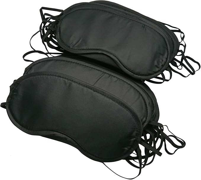 12 Pcs Eye Mask Sleep Blindfold with Nose Pad and Elastic Strap for Travel Sleep, Game Sleeping, Black
