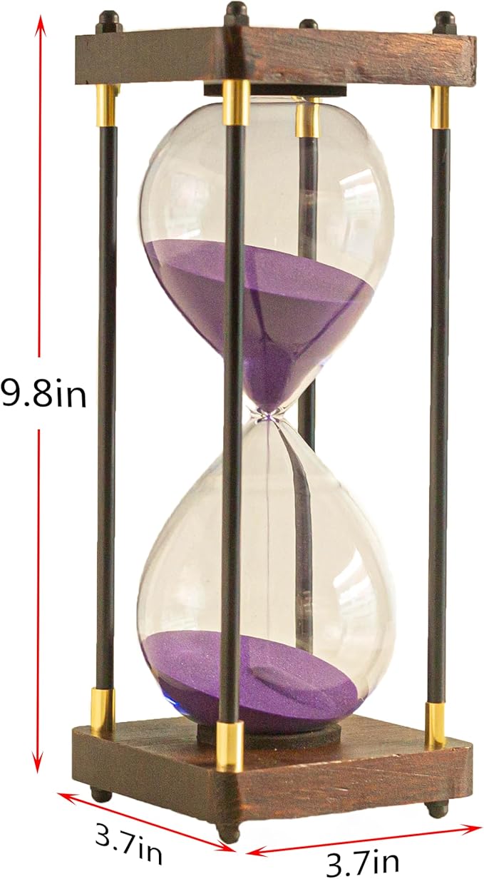 Large Sand Timer, Hourglass Timer 60 Minutes,Vintage Wooden Hour Glass Timer,Modern Home Kitchen Office Decoration (Purple)