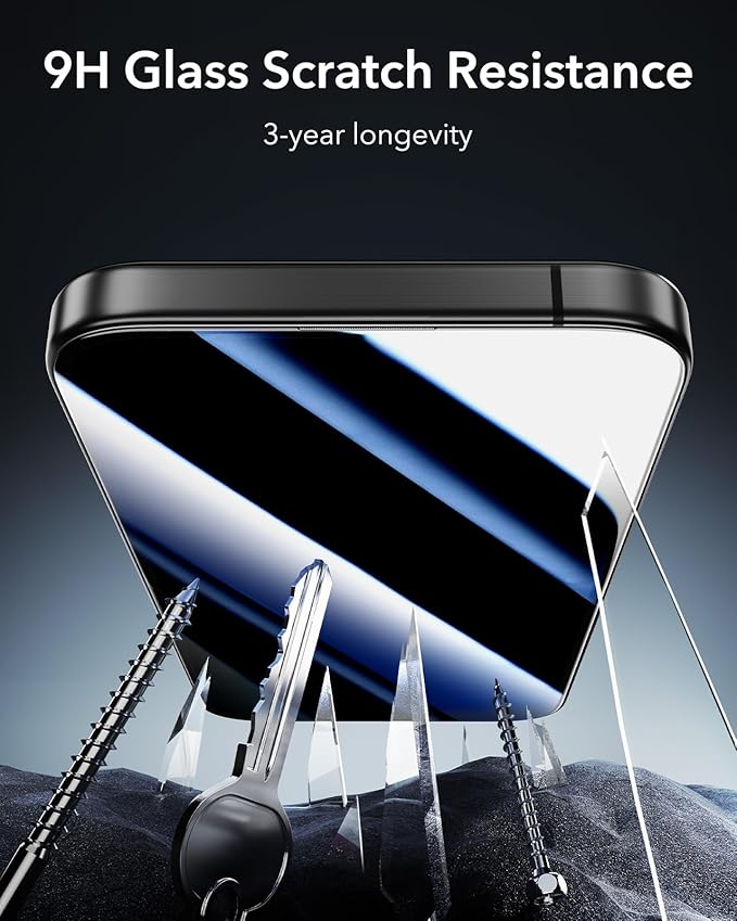 ESR 3 Pack 9H+ Glass for iPhone 16 Pro Max Privacy Screen Protector, [Military Grade Shatterproof & Longest Durable] Armorite Anti-spy Tempered Glass with UltraFit Tray