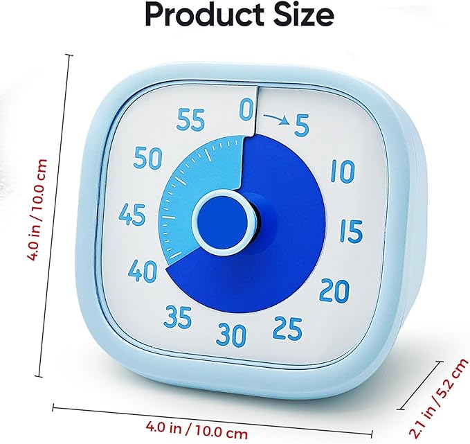 Visual Timer for Kids, 60 Minute Countdown Timer with Silent Operation for Homeschool Supplies, Time Management Tool for Kids Desk, Homework, Study, Classroom, Kitchen