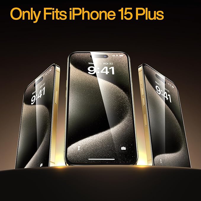 SMARTDEVIL 3 Pack Screen Protector for iPhone 15 Plus Tempered Glass, HD Clear Film, Easy Installation, Dust-Free & Bubble-Free