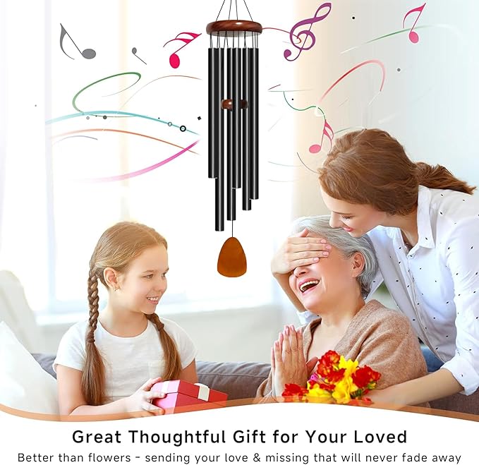 Wind Chime for Outside Deep Tone, 42 inch Large Wind Chimes, 6 Heavy Duty Tubes Aluminium Metal Extra Large Wind Chimes, Decoration for Garden, Patio, Yard, Gift for Mother's Day(Waterdrop)