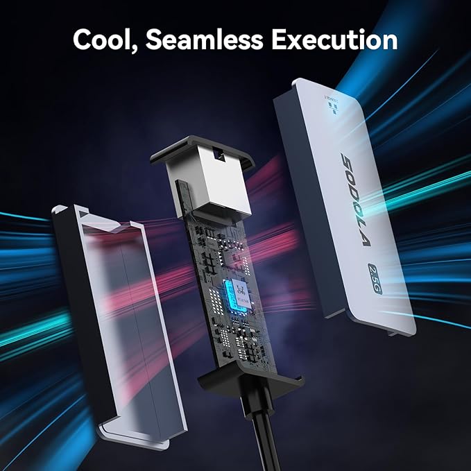 Sodola USB C to Ethernet Adapter 2.5G, Ethernet Adapter for Laptop, Aluminum, Type C to RJ45 Network Internet LAN Adapter, Compatible for NAS, MacBook Air/Pro, iPhone 15/16 Pro/Max