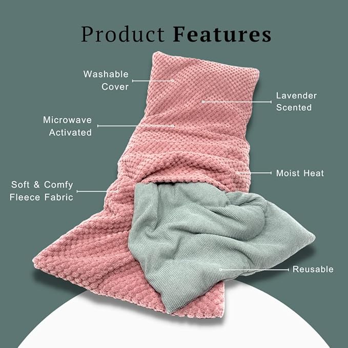 Solayman's Heating Pads for Cramps - Pink, Removable Cover, Lavender Scented