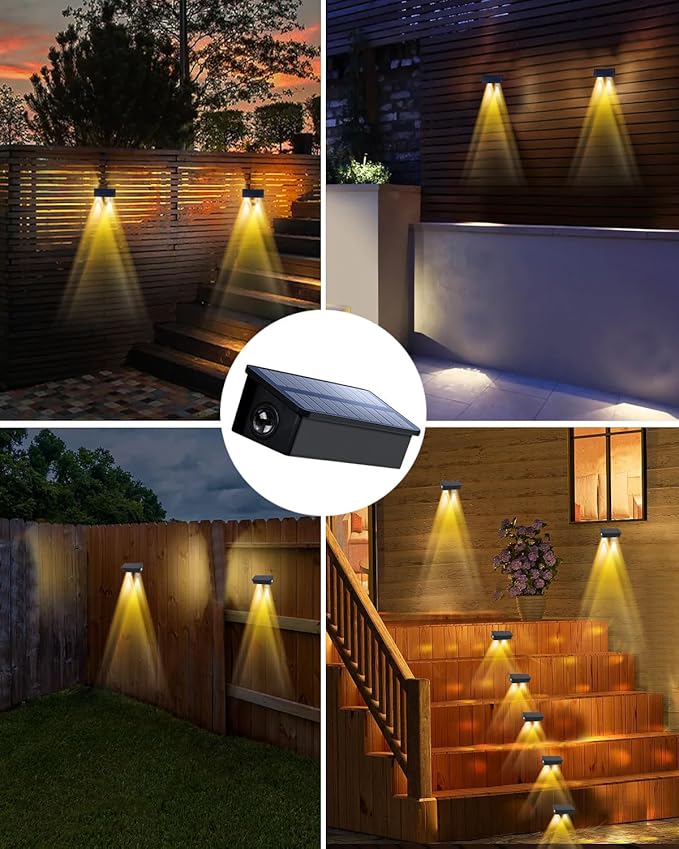 Solar Fence Lights Outdoor Waterproof LED Spot Lens for Step, Wall, Deck, Patio, Yard, Rail, Garage, Pool, Stair, Walkway, Garden Landscaping Enhanced Security Easy Install Warm White 16 Pack