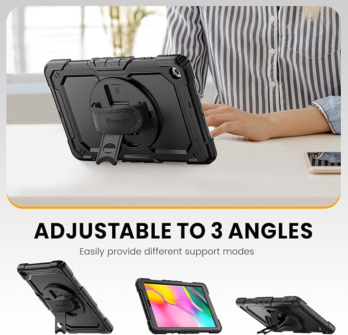 Timecity for Samsung Galaxy Tab A 10.1 Case 2019, Only Fit (SM-T510/ SM-T515/ SM-T517), Drop Proof with Hand Strap Stand Screen Protector Pencil Holder for Galaxy Tab A 10.1 Case - Black