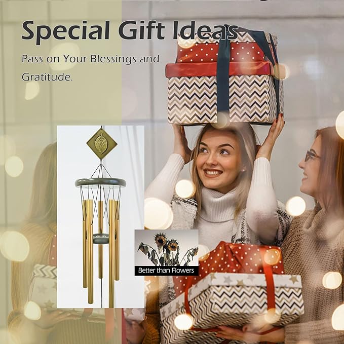 Wind Chimes for Outside,32" Memorial Wind Chimes Create a Zen Atmosphere for Outdoor,Garden Patio Yard Decor Christmas Ornaments Lucky Gift for Women/Mother/Mom/Father/Unisex(Bronze)