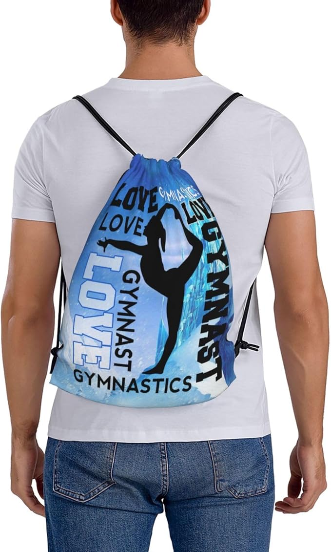 Gymnastics Drawstring Backpack Light Gym String Bag Pink Water Resistant Sackpack Sport Yoga Daypack For Womens Mens