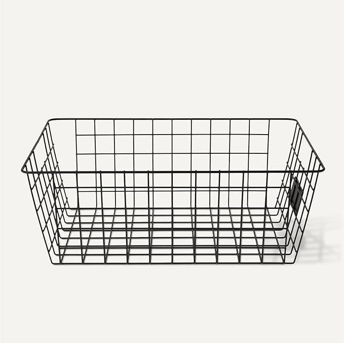 Amazon Basics Wire Storage Baskets for Organizing, Black, Pack of 6