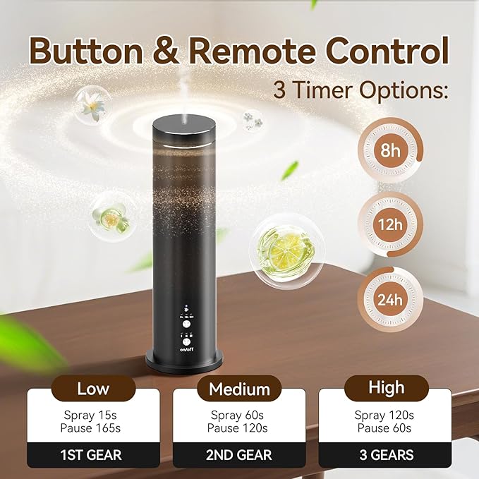 Waterless Scent Diffuser with Bluetooth - 100ml Essential Oil Diffuser Machine for Home, Office,Spa - Aromatherapy Fragrance Diffuser with 6 Essential Oils Included,Remote & App Control,Black