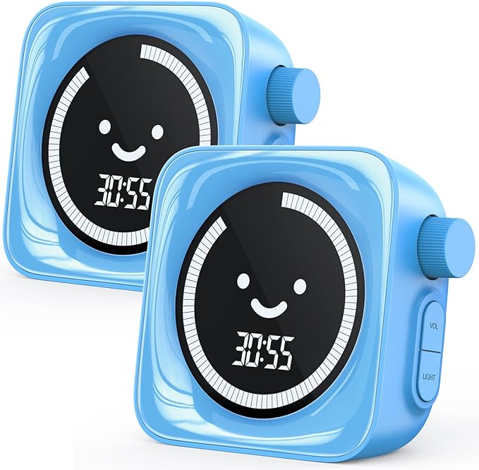 Visual Timer for Kids, 99 Minute Digital Cute Kids Visual Timer Classroom Timer for Homeschool Supplies Study Teaching Time Management Tool Countdown Count Up Timer, Blue 2Pack