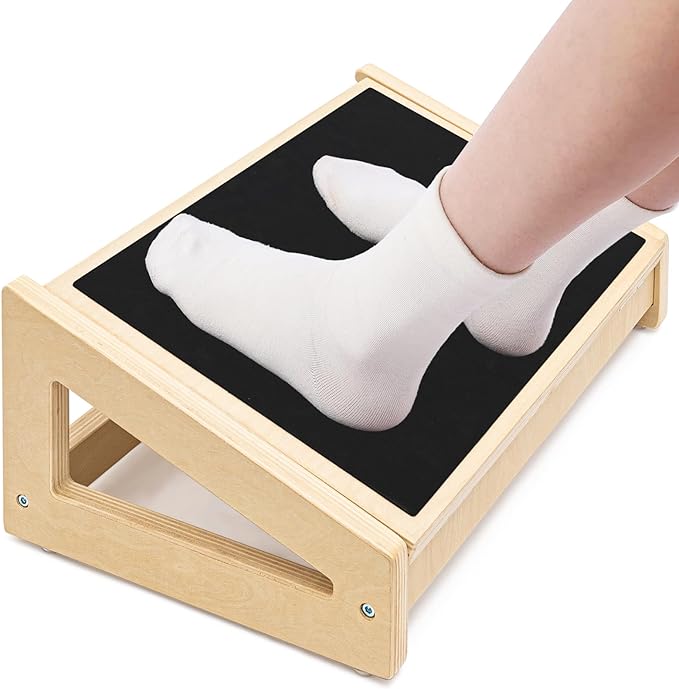 WOOD CITY Foot Rest for Under Desk at Work, 3 Heights Adjustable Footrest with Silicone Surface, 2 in 1 Foot Stool Improve Posture, Reduce Fatigue & Pain, Ideal for Home/Office/Gaming (Natural)