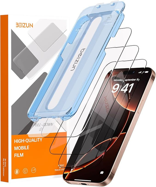 Beizun for iPhone 13 Pro Max & iPhone 14 Plus Screen Protector 3-Pack: Military 9H Tempered Glass, Easy Installation, Full Coverage Anti-Glare