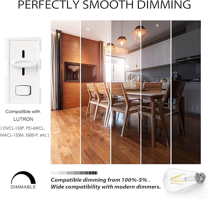 LVWIT ST21 LED Filament Bulb 5W(60 Watt Equivalent) Dimmable 3000K Soft White Vintage Edison Light Bulb E26 Medium Base (6-Pack) (5W-Soft White)