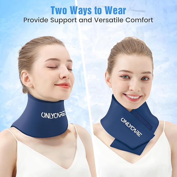 ONLYCARE Neck Ice Pack Wrap Gel - Upgraded Shoulder Ice Packs for Injuries Reusable, Hot and Cold Compress Ice Packs for Neck, Relief of Pain, Office Pressure, Swelling, Sprains