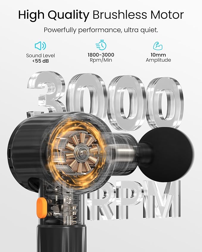 NAPRE Massage Gun with Extension Handle and 3 Adjustable Angles,Deep Tissue Back Massage for Neck/Shoulders/Waist/Legs/Body Pain Relief,Handheld Percussion Muscle Massager with Portable Case,Black