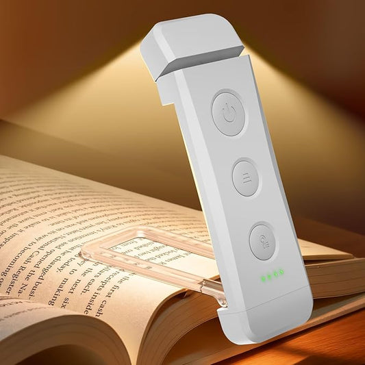 Glocusent Rechargeable Book Light, 1000 mAh Battery for 160 Hrs, 3 Amber Colors & Stepless Dimming Reading Light - Clip on Book Light for Reading in Bed, Ideal for Book Lovers Kids