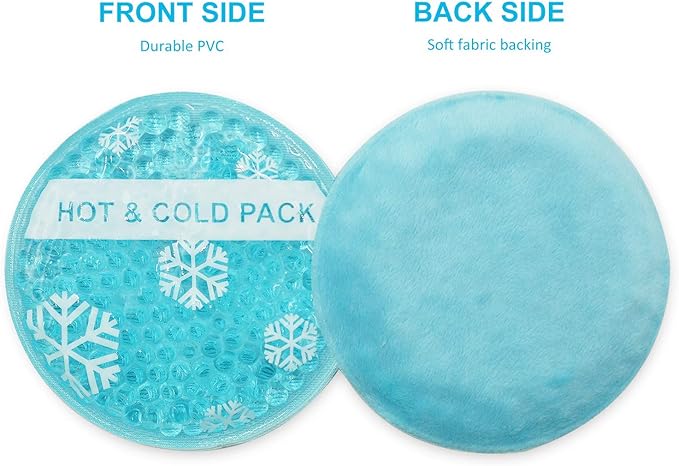 OLESILK Small Hot Cold 6 Packs, Reusable Round Gel Beads Ice Pack with Cloth Backing, Hot and Cold Therapy for Breastfeed Injury, Kids Pain Relief, Headache, Tired Eyes, Wisdom Teeth, Sinus Relief