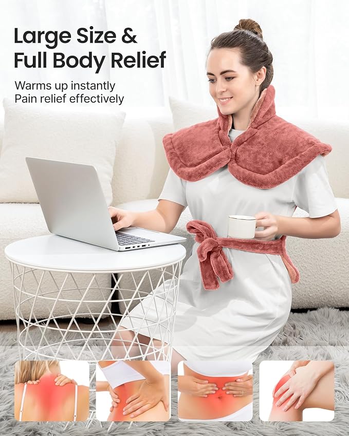 RENPHO Electric Heating Pad for Back Pain Relief, Birthday Christmas Gifts for Women Men Mom Dad Seniors, FSA Eligible, Heat Pad for Neck and Shoulders, Fast Heating, 24"x33", ETL Certified, Pink