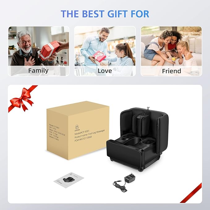 COMFIER 2 in 1 Foot Massager Machine,Shiatsu Foot and Calf Massager with Heat,Kneading,Vibration,Compression Massagers for Feet,Ankle,Leg,Tired Muscles & Plantar Fasciitis,Gift for Men Women