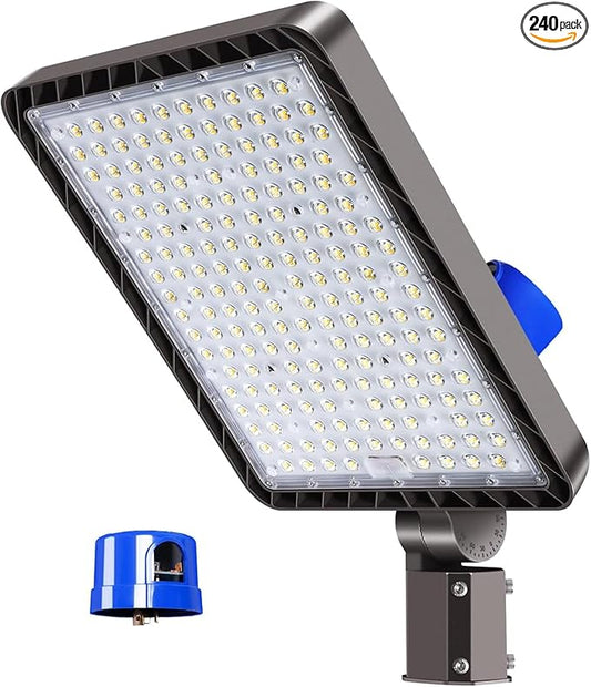 LED Parking Lot Light Outdoor 240W 36000LM Dusk to Dawn LED Shoebox Street Lighting Commercial Slip Fitter Mount 5000K 100-277V IP65 Waterproof Pole Flood Lights for Park,Barn,Garden,Stadium