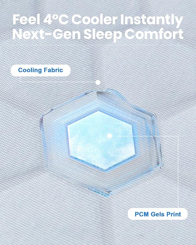 PCM Gel Print Cooling Pillow Cases Only,Standard Size Set of 2 with Double Sided Cold,Moisture Wicking Pillowcase Covers with Hidden Zipper Japanese Cold Tech Pillow Case Protectors for HotSleepers