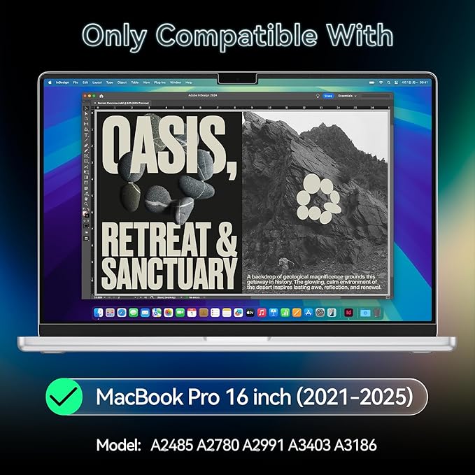 360° Privacy Screen for MacBook Pro 16 Inch (2021-2024, M1, M2, M3, M4), 4 Way Privacy Anti Glare Blue Light Filter Shield Film Anti Spy Laptop Protector for Mac 16.2In Computer