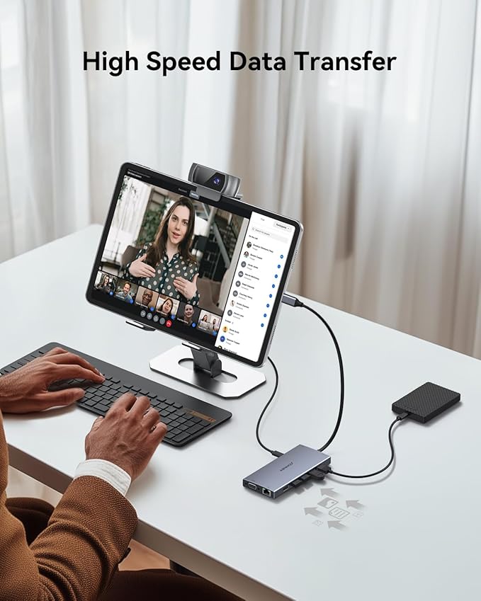 USB C Docking Station Dual Monitor for Dell/HP/Lenovo/Surface Laptop,15 in 1 Triple Display Multiport Adapter Hub, USBC Dock Dongle with 2 HDMI+VGA+6 USB C/A+Button+100W PD +Ethernet+SD/TF+Audio