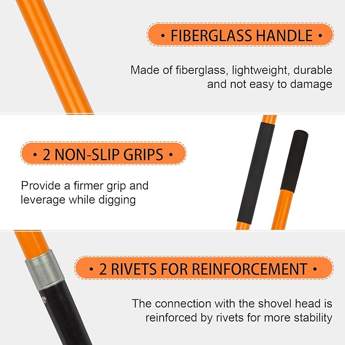 Shovel for Digging Heavy Duty Metal Shovel with Fiberglass Handle, 56 Inches