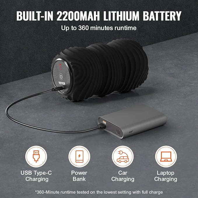 VEVOR Vibrating Peanut Massage Ball, Electric Double Lacrosse Massage Roller with 4 Intensities, Rechargeable Deep Tissue Massage Ball for Muscle Pain Relief, Exercise Recovery, Trigger Point Therapy