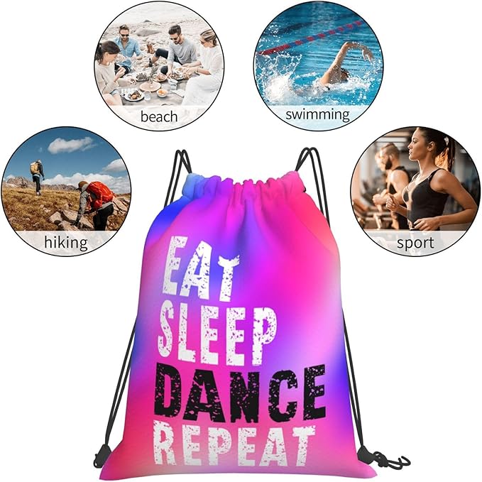 Gymnastics Drawstring Backpack Light Gym String Bag Pink Water Resistant Sackpack Sport Yoga Daypack For Womens Mens