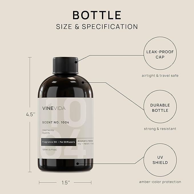 VINEVIDA (4oz) Hotel Fragrance Diffuser Oil - Hotel Scents Diffusers for Home - Cold Air Diffuser Oil - Hotel Scent Essential Oil - Scent No.1004 Inspired by Wynn Hotel